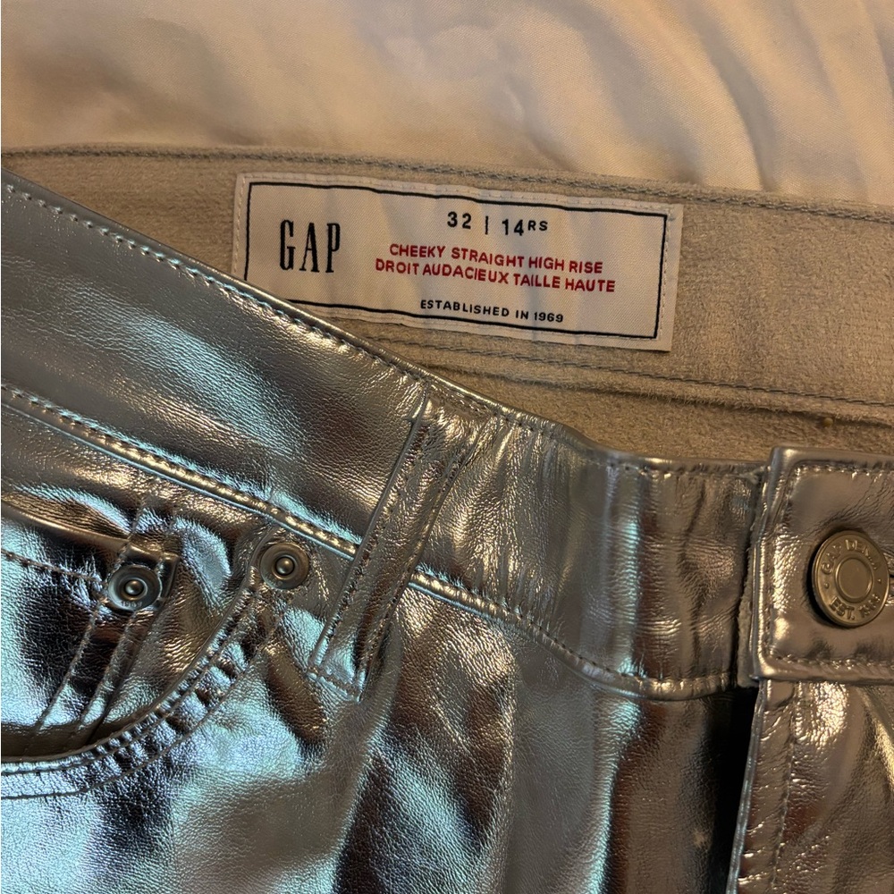 GAP Silver Leather High Rise Pants
